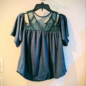 NWOT Green Cold Shoulder Top